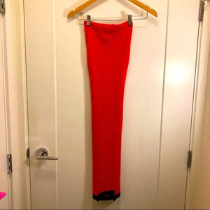 KATE SPADE Red Scarf  W/ Black Bow Rolled Edges Wool Blend Trendy Coquette